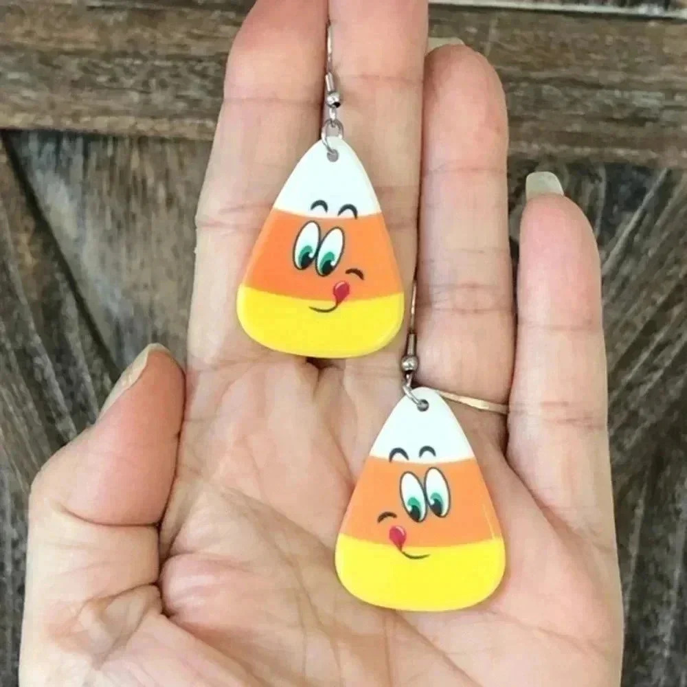 Candy Corn Handmade Unique Halloween Drop Earrings C